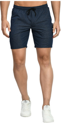 KAVYA Solid Men Dark Blue Bermuda Shorts