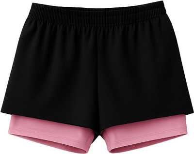 House Of Fusion Solid Women Black, Pink Gym Shorts, Cycling Shorts, Running Shorts, Sports Shorts, Casual Shorts