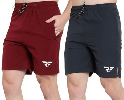 RED-FOST Solid Men Maroon, Green Sports Shorts