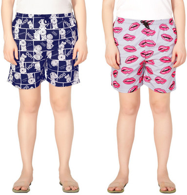 FAYDAMALL Printed Women Multicolor Regular Shorts
