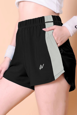 NEXSUS APPARELS Color Block Women Black Casual Shorts