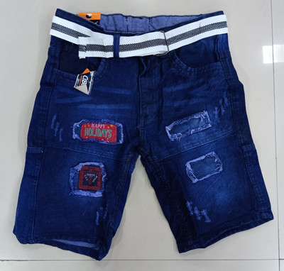 HYOOOO Dyed/Washed Men Denim Blue Denim Shorts