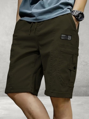 Pitzz Solid Men Dark Green Cargo Shorts