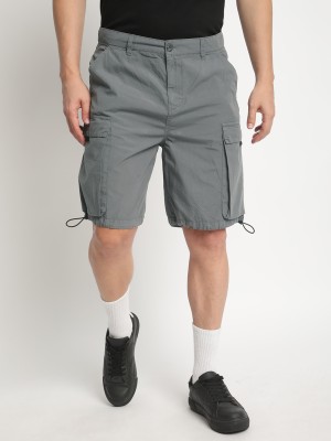 Bene Kleed Solid Men Grey Cargo Shorts