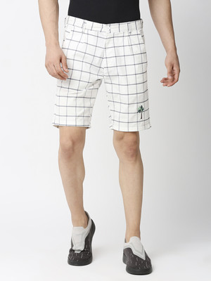 Thomas Scott Checkered Men White Basic Shorts