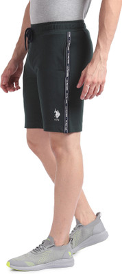 U.S. POLO ASSN. Self Design Men Green Sports Shorts