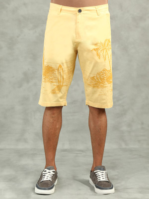 bEEVEE Printed Men Yellow Basic Shorts