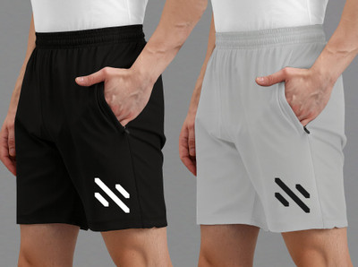 AVOLT Printed Men Black, Grey Sports Shorts