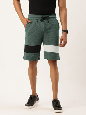 ARISE Color Block Men Dark Green Regular Shorts