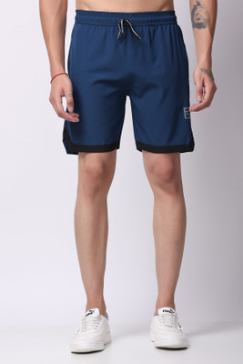 FitInOutFit Solid Men Blue Running Shorts