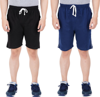 Guide Solid Men Black, Blue Regular Shorts