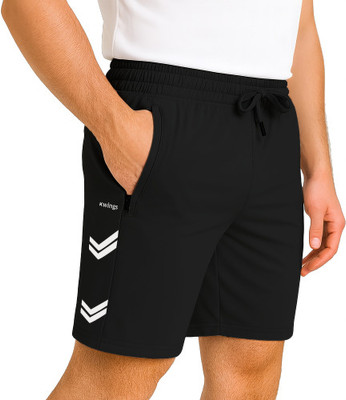 KWINGS Solid Men Black Sports Shorts