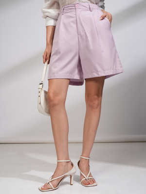 Tokyo Talkies Solid Women Purple Regular Shorts