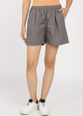 Alan Jones Solid Women Grey Regular Shorts