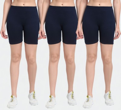 Bamboo Breeze Solid Women Dark Blue Sports Shorts