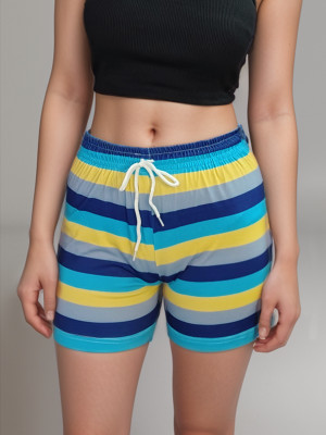 Classy Hangers Striped Women Multicolor, Blue Night Shorts, Hotpants, Regular Shorts