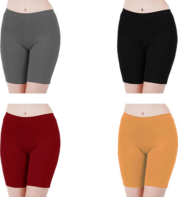 K M R Solid Women Multicolor Regular Shorts