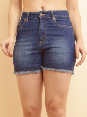 Puella Solid Women Blue Denim Shorts