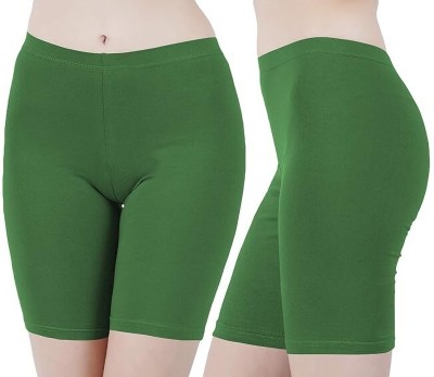 Fiv Collection Solid Women Green Running Shorts