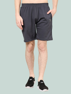 TQH Solid Men Black Sports Shorts