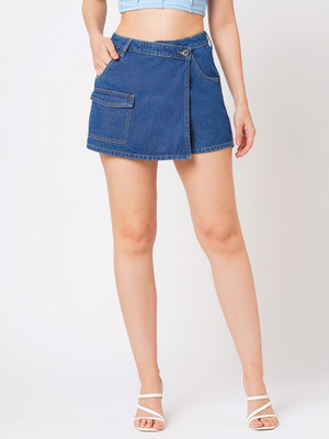 Globus Dyed/Washed Women Denim Blue Skort