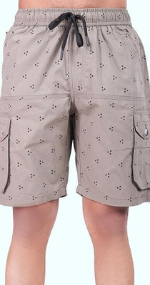 24 Street Printed Men Grey Casual Shorts