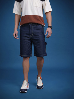 Roadster Solid Men Blue Denim Shorts