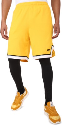 REEBOK Solid Men Yellow Regular Shorts