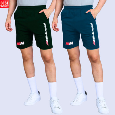 RK Costing Printed Men Dark Green, Blue Regular Shorts