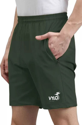 Vylo Self Design Men Dark Green Basic Shorts