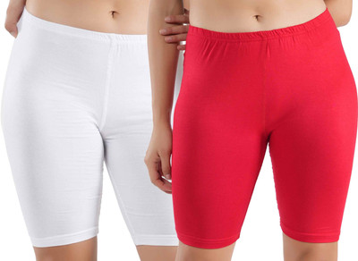 ORLIZEA Solid Women White, Red Cycling Shorts