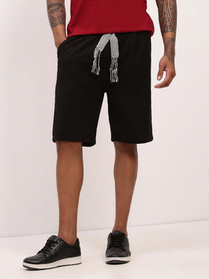 SHOWOFFFF Solid Men Black Regular Shorts