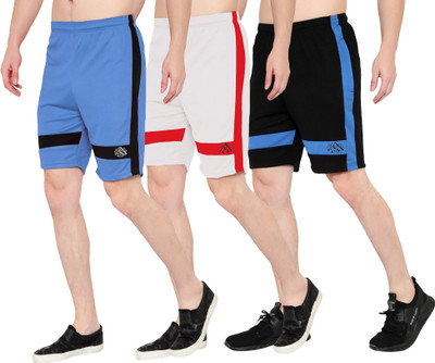 OORA TREND Mesh Men Light Blue, White, Dark Blue Sports Shorts