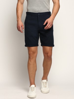 Showoff Solid Men Dark Blue Casual Shorts