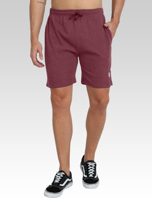 FTX Solid Men Maroon Sports Shorts