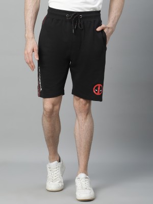 Free Authority Graphic Print Men Black Basic Shorts