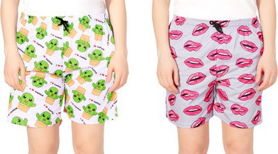 FAYDAMALL Printed Women Multicolor Night Shorts