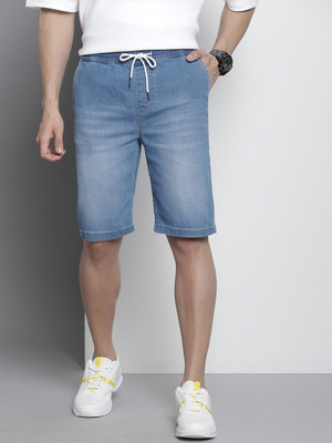 The Indian Garage Co. Solid Men Light Blue Denim Shorts