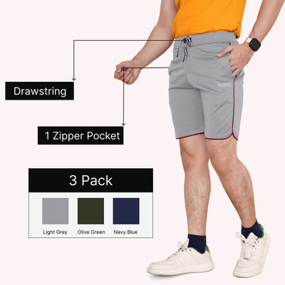 DARSHAN CREATION Solid Men Green, Silver, Dark Blue Regular Shorts