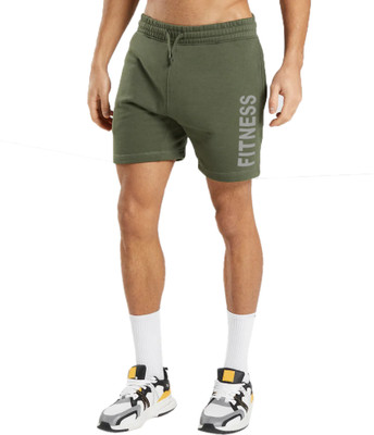 HOTFITS Solid Men Green Basic Shorts