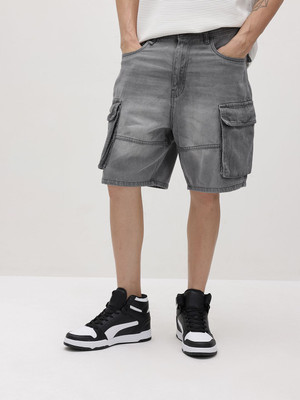 Roadster Striped Men Grey Cargo Shorts