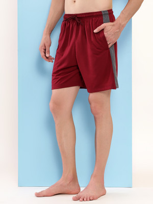 TT Solid Men Maroon Bermuda Shorts