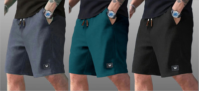 WeReKo Solid Men Black, Dark Grey, Dark Green Night Shorts, Running Shorts, Regular Shorts, Gym Shorts