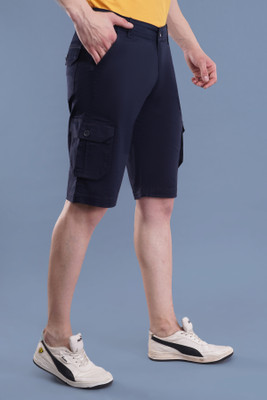 NIVASU Solid Men Dark Blue Cargo Shorts