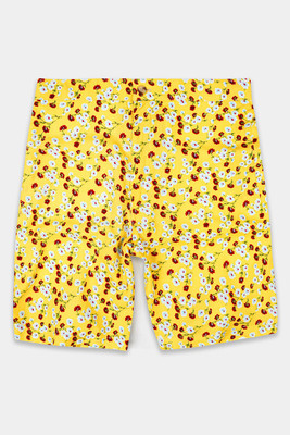 french crown Floral Print Men Yellow Casual Shorts