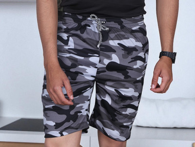 GAJVU Solid Men Grey Sports Shorts