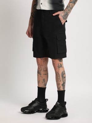 THE BEAR HOUSE Solid Men Black Cargo Shorts