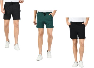 Indistar Solid Men Green, Black Bermuda Shorts