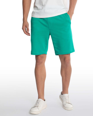 RARE RABBIT Solid Men Green Regular Shorts
