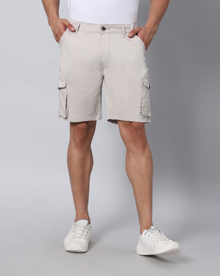Hence Solid Men Grey Cargo Shorts